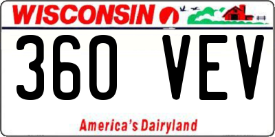 WI license plate 360VEV