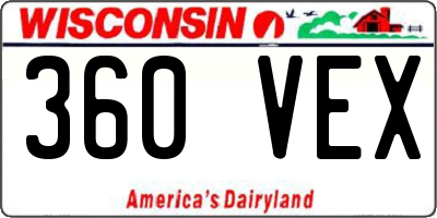 WI license plate 360VEX