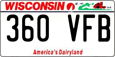 WI license plate 360VFB