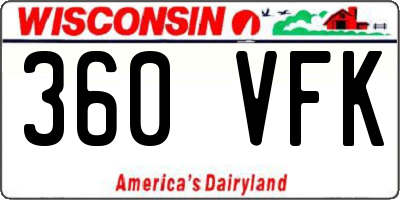 WI license plate 360VFK