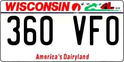 WI license plate 360VFO