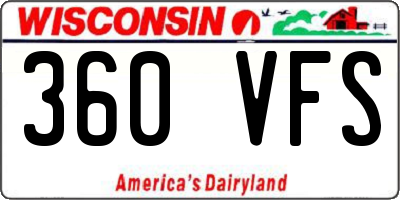 WI license plate 360VFS