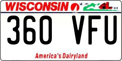WI license plate 360VFU