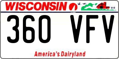 WI license plate 360VFV
