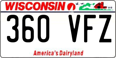 WI license plate 360VFZ