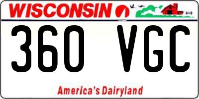WI license plate 360VGC