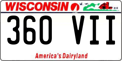 WI license plate 360VII