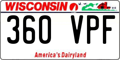 WI license plate 360VPF