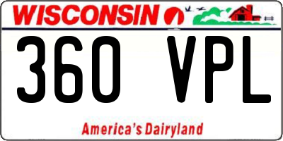 WI license plate 360VPL