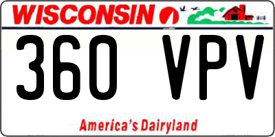 WI license plate 360VPV