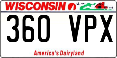 WI license plate 360VPX