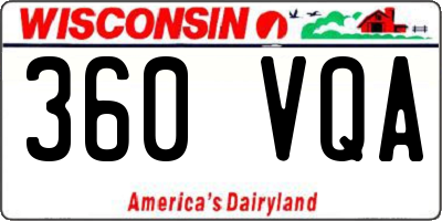 WI license plate 360VQA