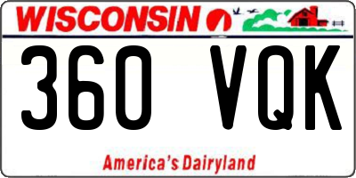 WI license plate 360VQK