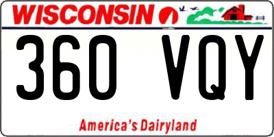 WI license plate 360VQY