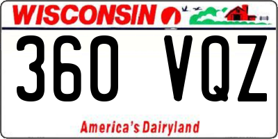 WI license plate 360VQZ