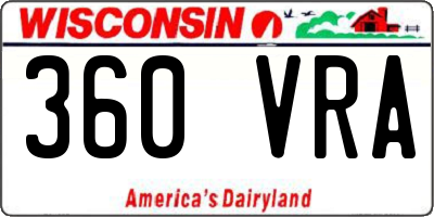WI license plate 360VRA
