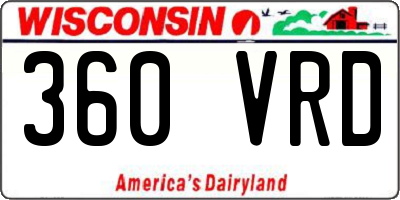 WI license plate 360VRD