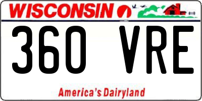 WI license plate 360VRE