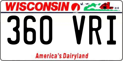 WI license plate 360VRI