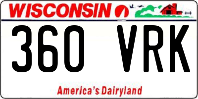 WI license plate 360VRK