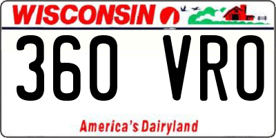WI license plate 360VRO