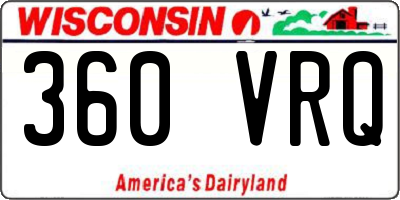 WI license plate 360VRQ
