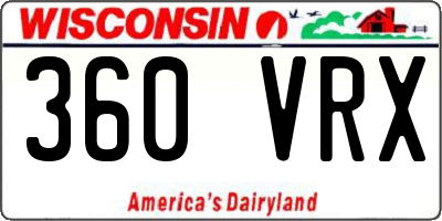WI license plate 360VRX