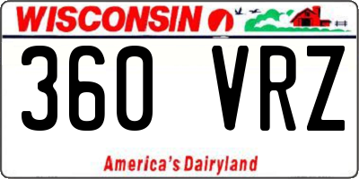 WI license plate 360VRZ