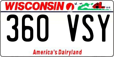 WI license plate 360VSY