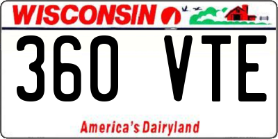 WI license plate 360VTE