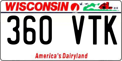 WI license plate 360VTK
