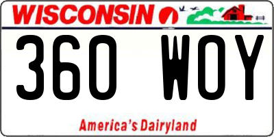 WI license plate 360WOY