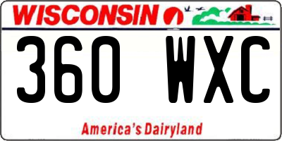 WI license plate 360WXC