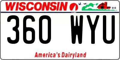 WI license plate 360WYU