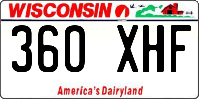 WI license plate 360XHF