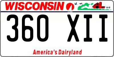 WI license plate 360XII