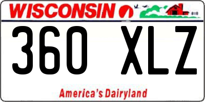 WI license plate 360XLZ