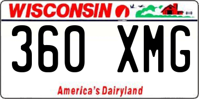 WI license plate 360XMG