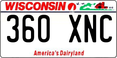 WI license plate 360XNC