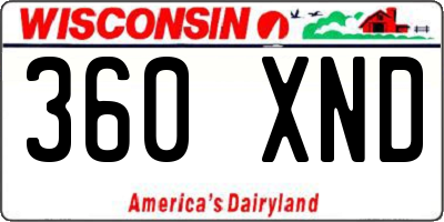 WI license plate 360XND