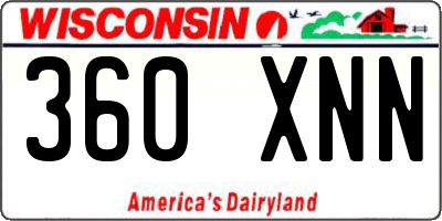 WI license plate 360XNN