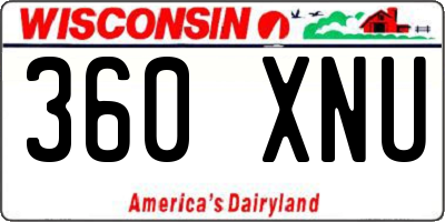 WI license plate 360XNU