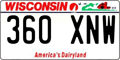 WI license plate 360XNW