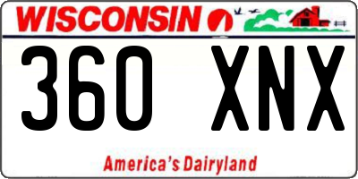 WI license plate 360XNX