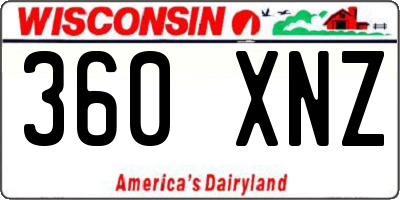 WI license plate 360XNZ