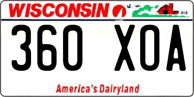 WI license plate 360XOA