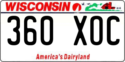 WI license plate 360XOC