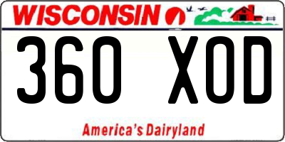 WI license plate 360XOD