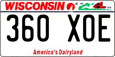 WI license plate 360XOE