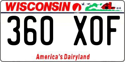 WI license plate 360XOF